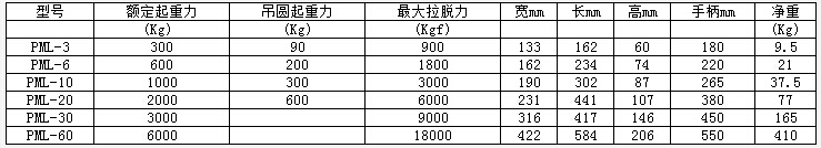 永磁吊參數(shù)